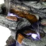 32.6"H-Simulation Slate Stone Garden Outdoor Fountain with LED Lights