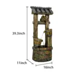 39.3"H Wishing Well Outdoor Fountain with Buckets