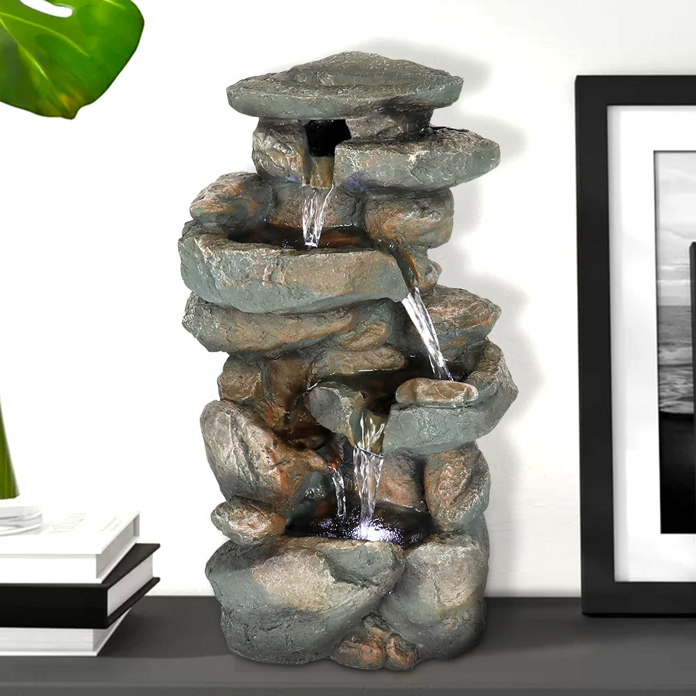product_image_1765392071 Resin Stacked Rock Indoor Tabletop Fountain with LED Lights-16"H