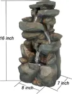 Resin Stacked Rock Indoor Tabletop Fountain with LED Lights-16"H
