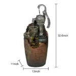 32.6''H 3-Tier Retro Barrel Outdoor Fountain with LED Lights