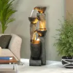40''H 4-Tier Pots Garden Outdoor Fountain with Warm LED lights