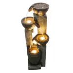 40''H 4-Tier Pots Garden Outdoor Fountain with Warm LED lights