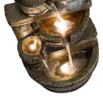 25.5''H 3-Tiered Retro Barrel Outdoor Fountain with LED Lights