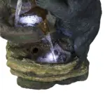 39.3"H-Two Bears Playing Garden Outdoor Fountain with LED Lights