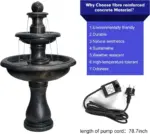 3-Tiered Outdoor Antique Black Garden Fountain-45.2"H