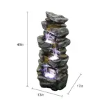 40in 4-Tiered Rock Outdoor Fountain with White LED Lights