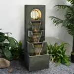 39.3"H-4-tier Designed Outdoor Fountain with LED Lights