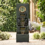 39.3"H-4-tier Designed Outdoor Fountain with LED Lights