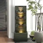 39.3”H-Concrete Modern Water Fountain 5-Tiers
