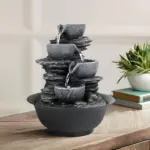 Indoor Tiered Cascading Bowl Fountain- Realistic Rock Design,Perfect for Any Indoor Space