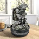 Resin Stacked Rock Tabletop Indoor Fountain with LED Lights- 15.7" H