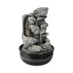 Resin Stacked Rock Tabletop Indoor Fountain with LED Lights- 15.7" H