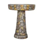 24" H Mosaic Stone Design Outdoor Bird Bath - 18.8" Diameter Perfect for Enhancing Your Garden, Patio, Backyard, or Porch