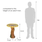 24.4"H Concrete Outdoor Bird Bath with Sunflower Bowl and Woodtone Pedestal - Garden Decor